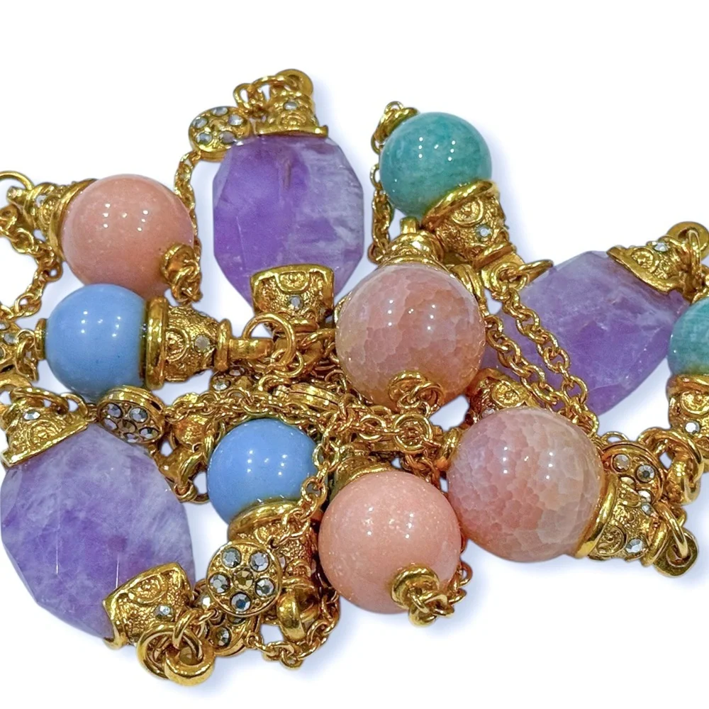 Barrera Long 48” Necklace with Multicolor Pastel Beads and Crystal Accents - Picture 16 of 17